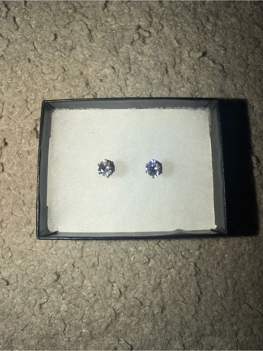 Elegant Silver White 14k Gold Lab Diamond Steel Stud Round Earrings